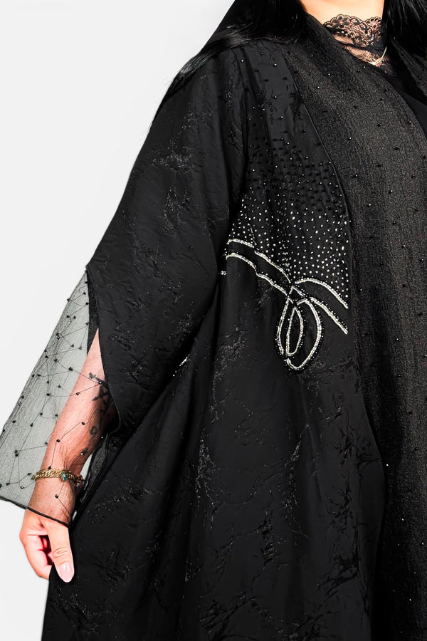 Jacquard silk with raw organza