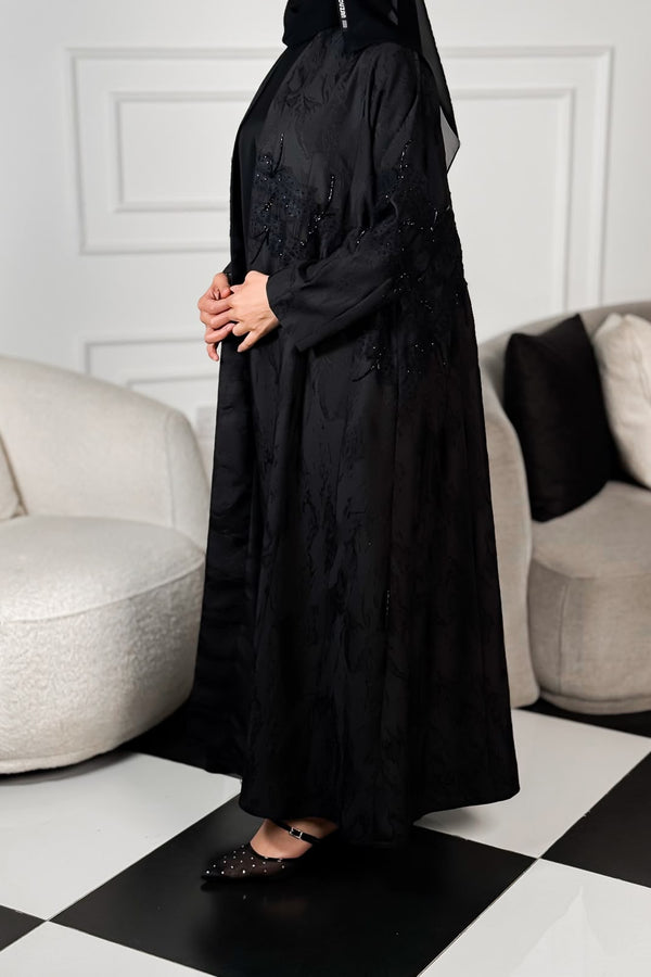 Jacquard silk with lace